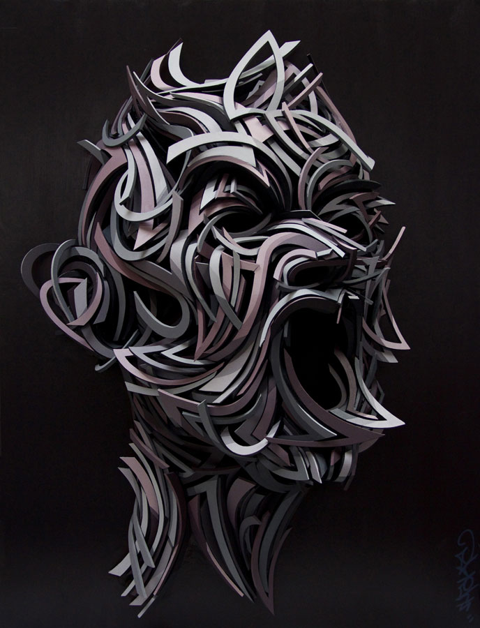 Marchal Mithouard, Shaka. Sans Titre 5. 130x97x40 cm, mixed technics and oil on canvas, 2014. Private collection.