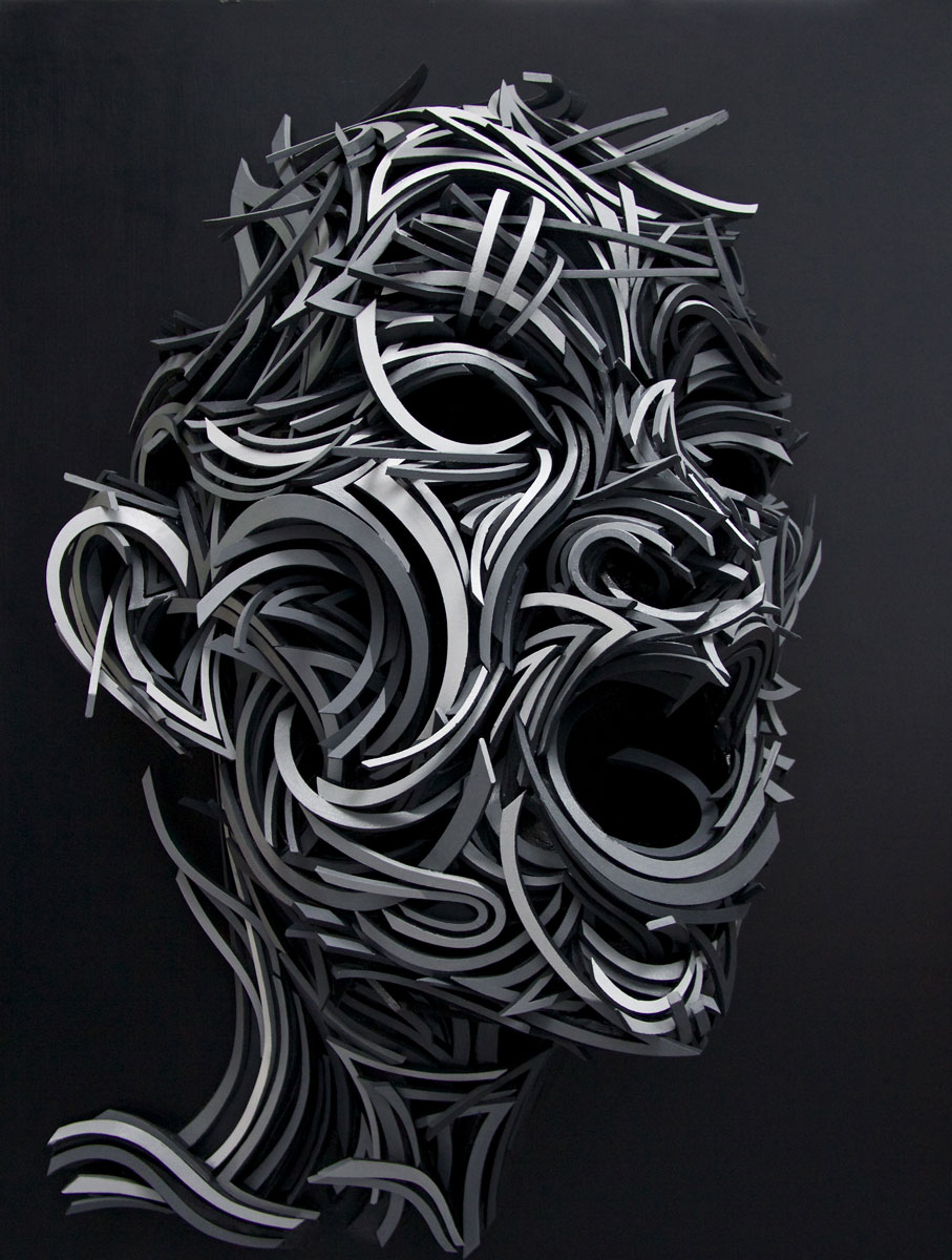 Marchal Mithouard, Shaka. Ingestion. 130x97x40 cm, mixed technics and oil on canvas, 2014. 