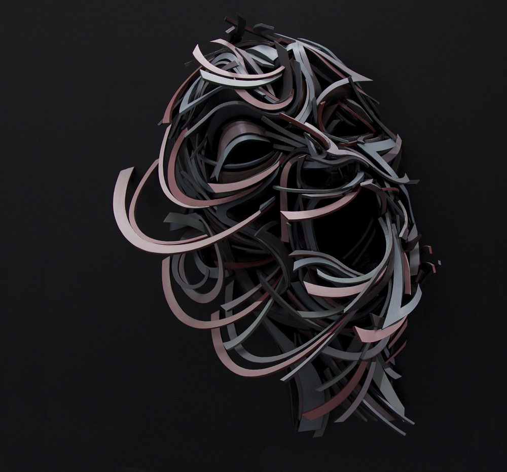 Marchal Mithouard, Shaka. Sans Titre 6. 135X125X40 cm, oil and low-relief on canvas, 2015.